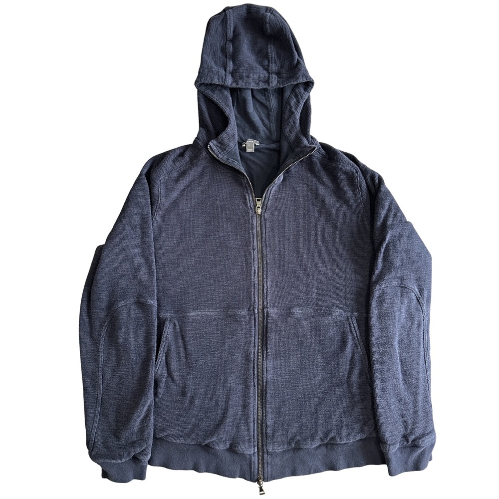 Vince Men’s 100% Cotton Zip Hoodie Dusty Blue FullZip Sz Large See Measurements